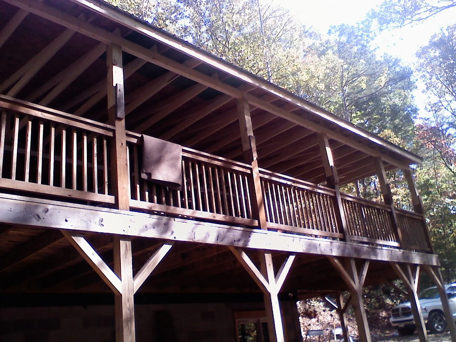 Timber framing under a new elevated porch and deck — Roof Leak Repair in Channahon by Roofing Brothers